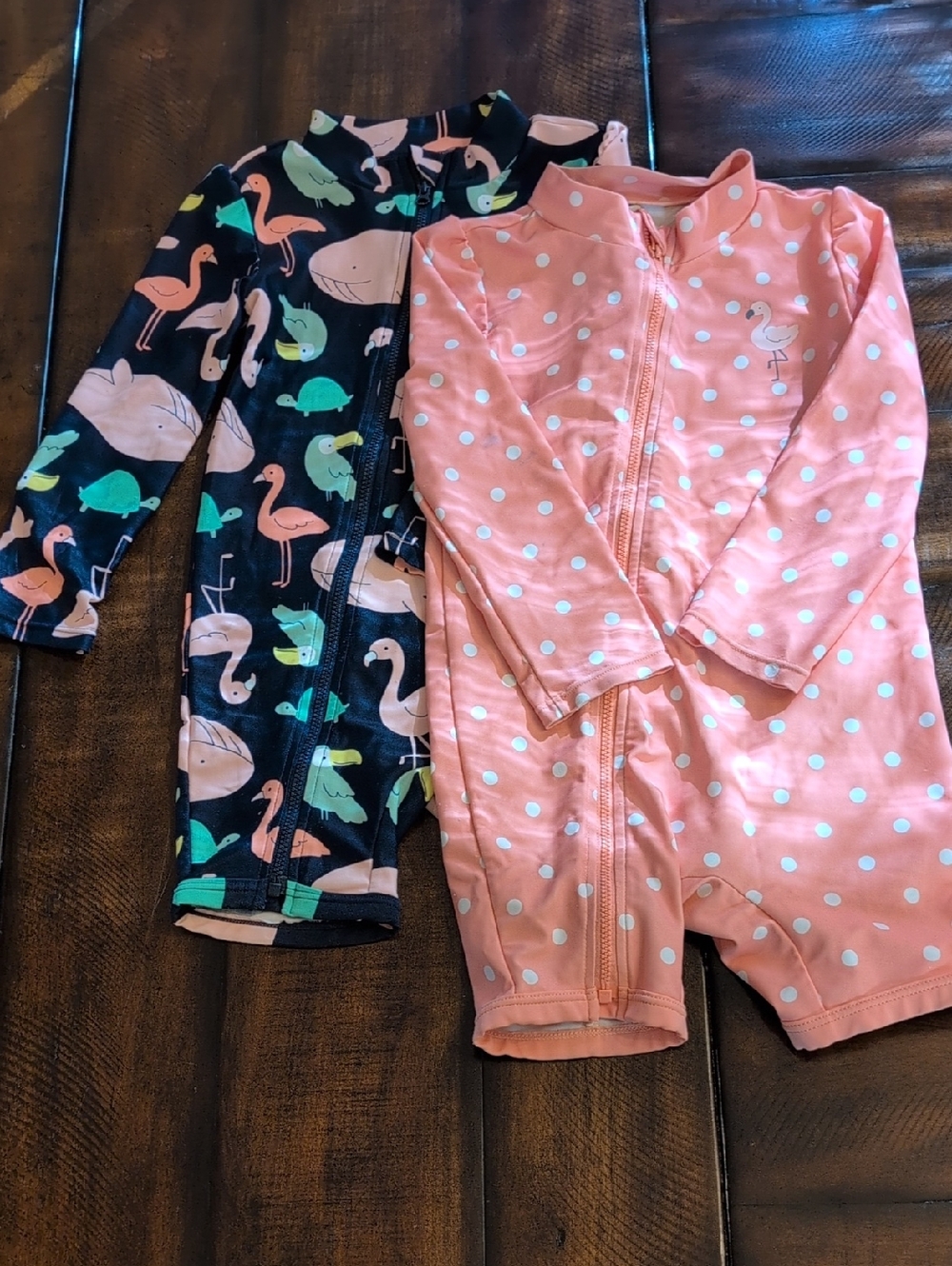 Carter's Girls 3T One Piece Zip Up Swimsuits Set Of 2